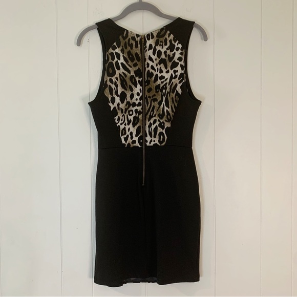 NWT Lush Black & Leopard Print Bodycon Dress M - Picture 2 of 7